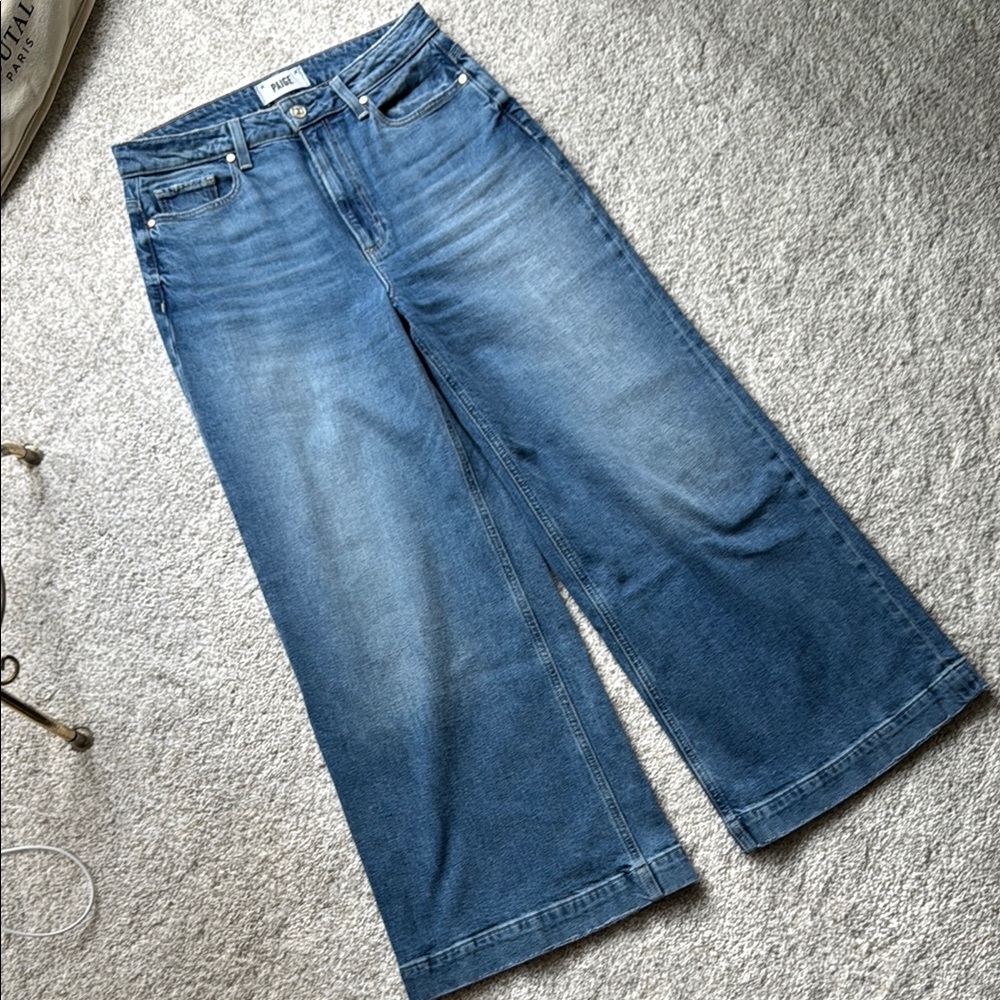 PAIGE Women's Blue Wide-Leg Jeans